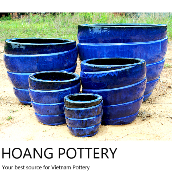 Blue Modern Glazed Ceramic Planters