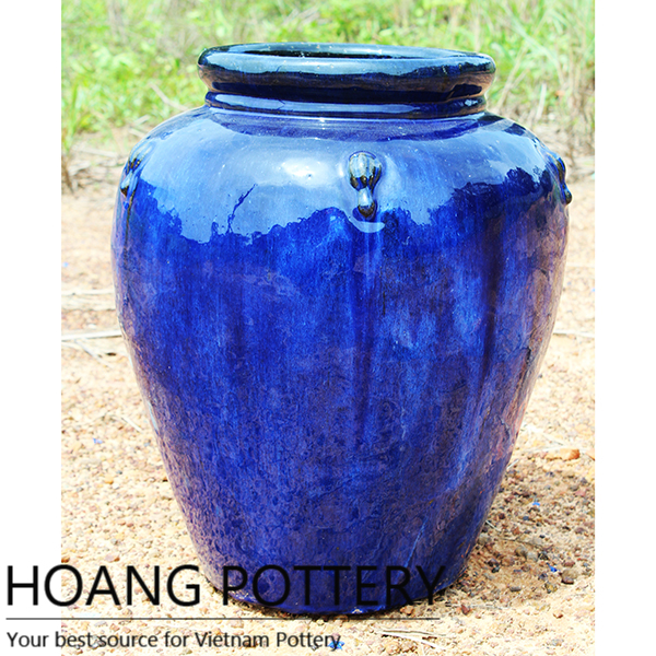 Beautiful Aqua Blue Round Ceramic Glazed Flower Pots Outdoor