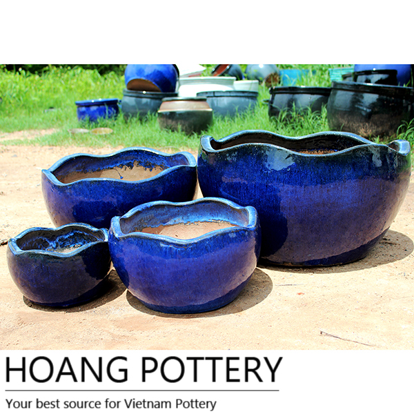 Aqua Blue Glazed Ceramic Pots