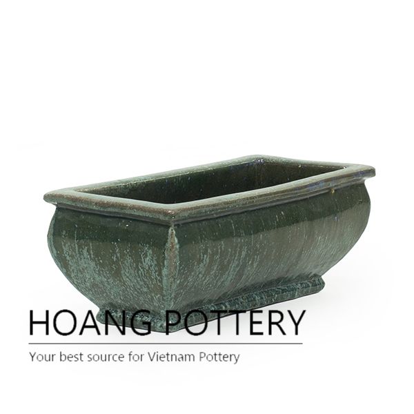 Green Ceramic Trough Planter Pot Green Ceramic Trough Planter Pot