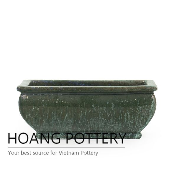 Green Ceramic Trough Planter Pot Green Ceramic Trough Planter Pot