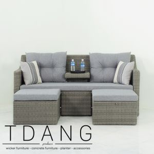 Madison Outdoor Wicker Loveseat with Ottoman (Code 3015)