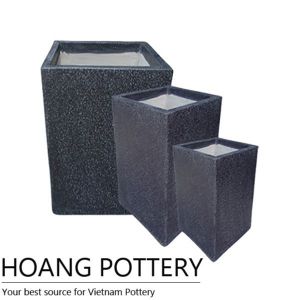 Black Square Terrazzo Decoration Pot (TAT077)