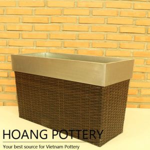 High Quality Zinc Wicker Planter (HPW034)