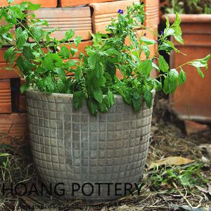 Lattice Pattern Round Red Clay Flower Planters (HPTC096)