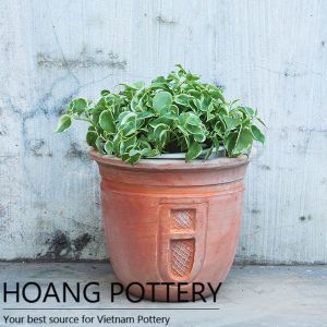 Pattern Red Terracotta Flower Pot (HPTC041)
