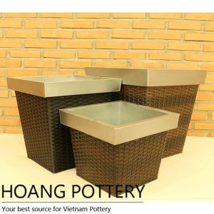Square Shape Wicker Planter (HPW029)