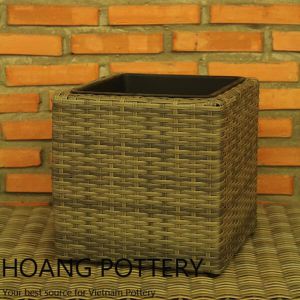 Square Wicker Flower Planter (HPW047)