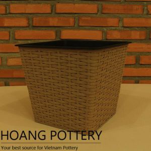 Square Wicker Flower Pot (HPW020)