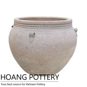 Antique Style Round Ceramic Oldstone Pot (HPSB072)