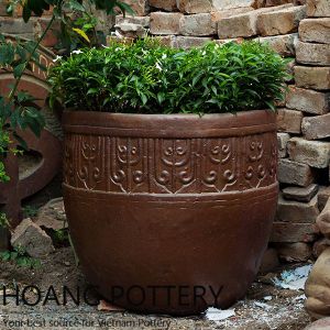 Beautiful Pattern Black Clay Flower Pot (HPHP018)
