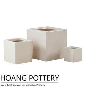 Carved Cube Glazed Ceramic Bonsai Pots (HPIP039)