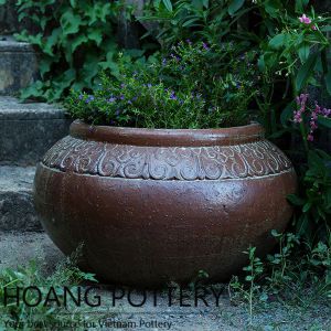 Vietnamese Quality Pattern Black Clay Planter (HPHP050)