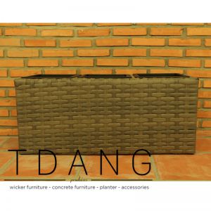 Low Brown Square Flat Wicker Trough (TDW002)