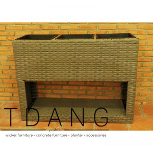 Morden High Square Flat Wicker Pot With Plastic Pots (TDW007)