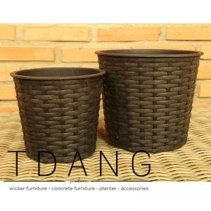 Round Lightweight Brown Weaving Wicker Pot Set (TDW017)