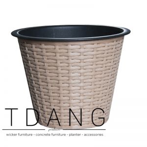 Round Synthetic Wicker Flower Planter Pot (TDW019)