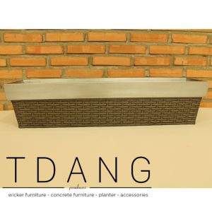 Handmade Wicker Trough With Zinc Pot (TDW029)