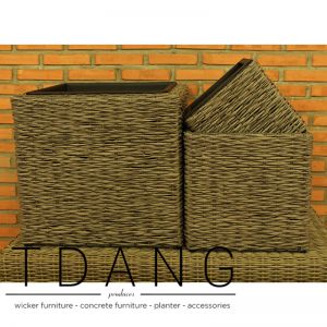 3 Piece Square Half-round Wicker Assorted Size Planter Set (TDW044)