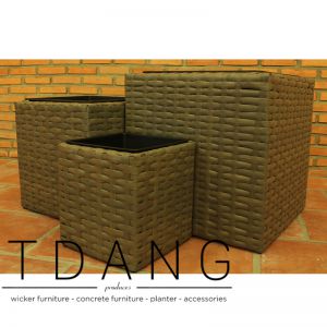 3 Piece Square Half-round Wicker Planter Set With Plastic Pot (TDW046)