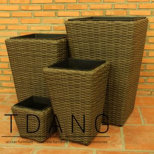 4 Piece Rattan Garden Assorted Planter Set (TDW055)