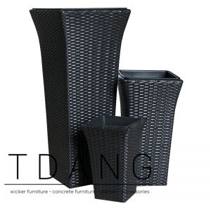 3 Piece Tall Flat Wicker Outdoor Decor Wicker Vase Set (TDW059)