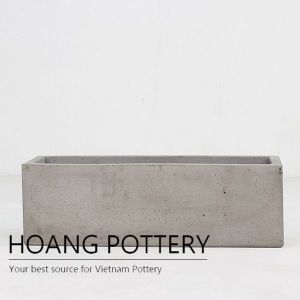 Natural cement Rectangular low planters