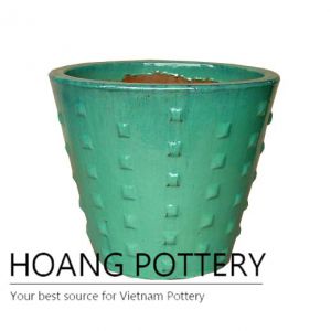 Apple green round ceramic planter