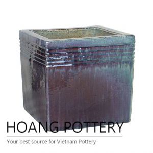 Eggplant ceramic cube planter