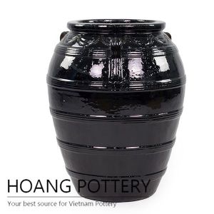 Giant black ceramic vase pot