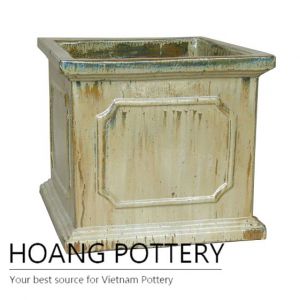 Honey low square ceramic planter