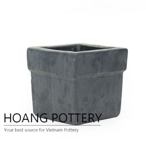 Matt black design cube planter