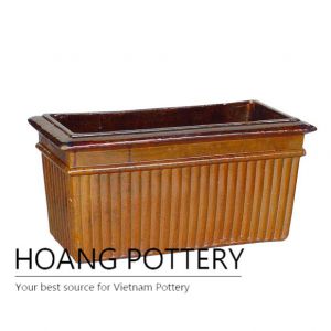 Rectangular brown line outdoor ceramic pot