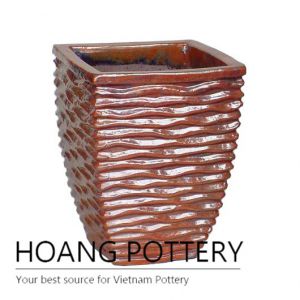 Red copper wave square planter