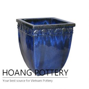 Rose pattern small square ceramic planter