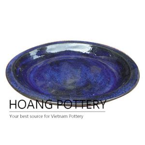 Round ceramic planter tray