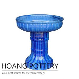 Royal blue ceramic birdbaths