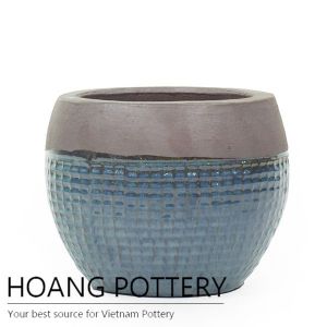 Rustic moss green round flower pot