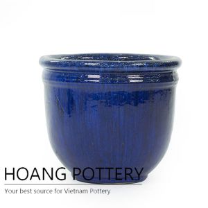 Set 4 blue ceramic ring planter