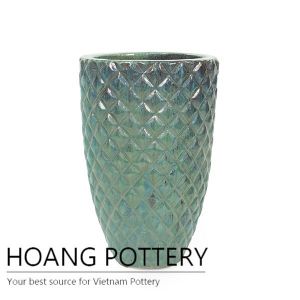 Tall round diamond pot for outdoor