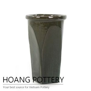 Tall round garden ceramic pot