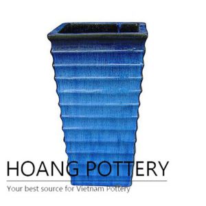 Wave tall square ceramic planter pot