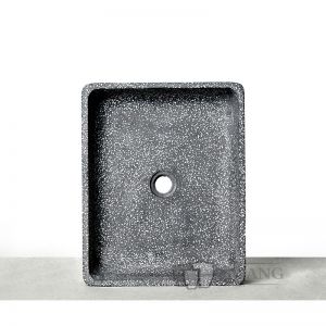 Black cement terrazzo rectangular pots