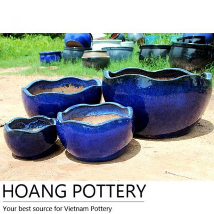 Aqua Blue Glazed Ceramic Pots (HPTV051)