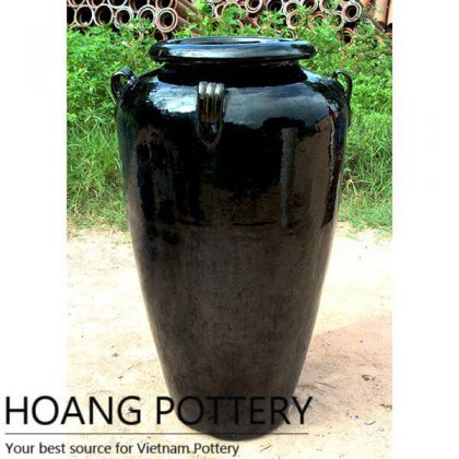 Giant Black Ceramic Flower Jars (HPTV037)