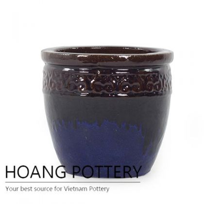Large Round Burnt Cream Ceramic Pot (HPTR016)