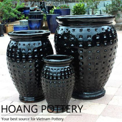 New Design Black Glazed Flower Pots (HPDB009)