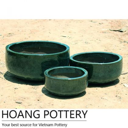 Outdoor Low Ceramic Glazed Pots (HPAN071)