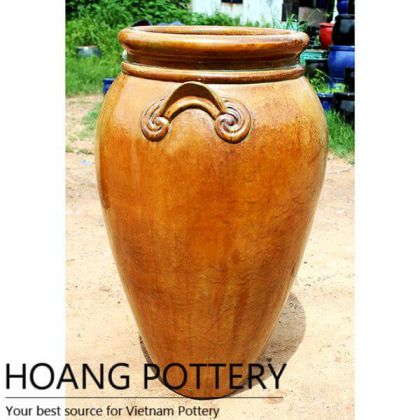 Over Burnt Cream Ceramic Jar Outdoor (HPTV048)