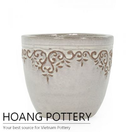 Pattern White Ceramic Flower Pots (HPPN008)